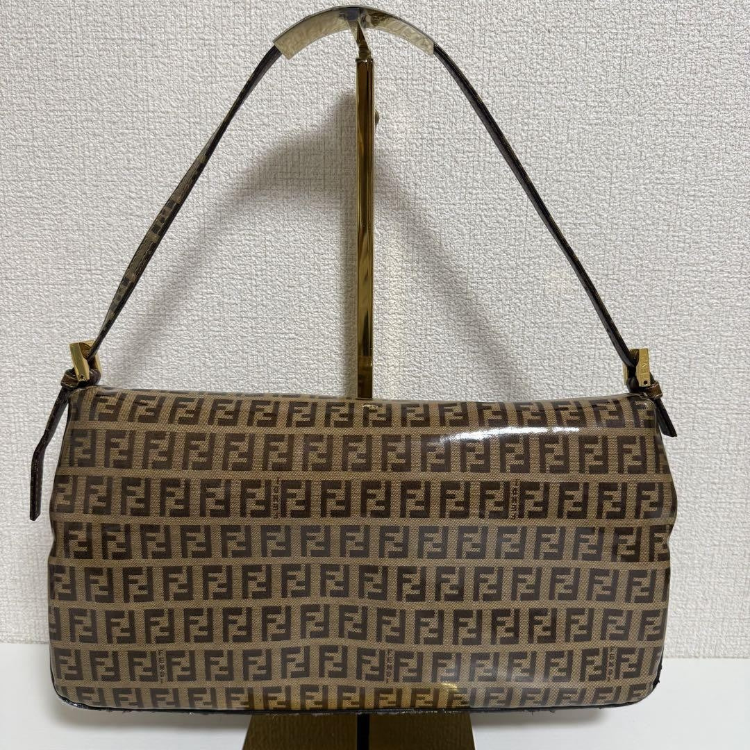 FENDI Shoulder Bag Purse FF Zucchino Baguette Authentic