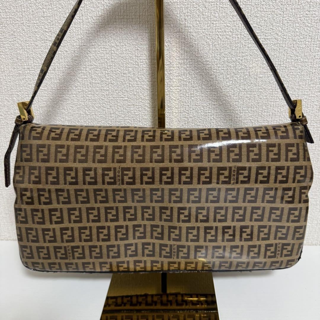 FENDI Shoulder Bag Purse FF Zucchino Baguette Authentic