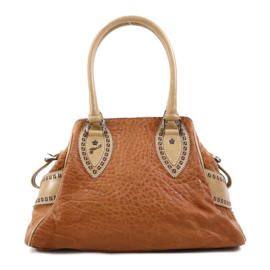 FENDI Hand Bag Tote Purse Leather Brown Authentic