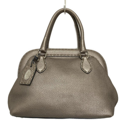 FENDI Hand Bag Tote Purse Selleria Leather Gray Authentic