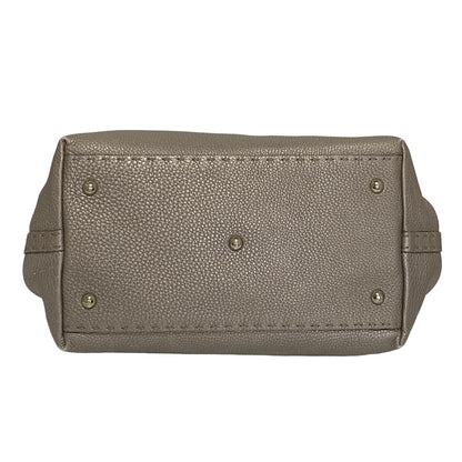 FENDI Hand Bag Tote Purse Selleria Leather Gray Authentic