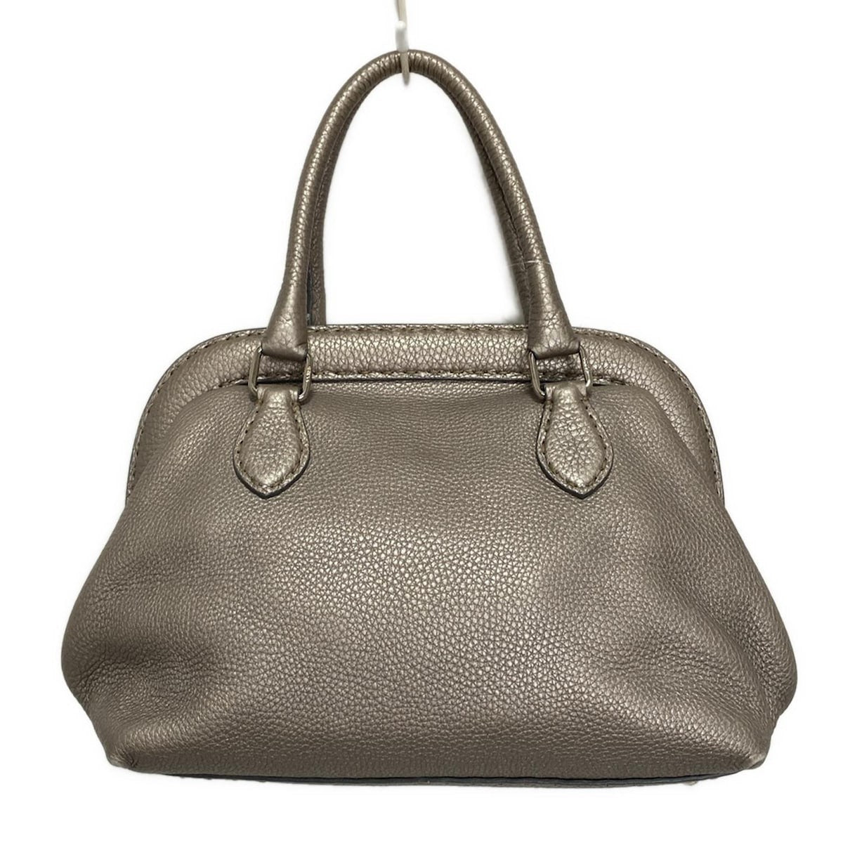FENDI Hand Bag Tote Purse Selleria Leather Gray Authentic