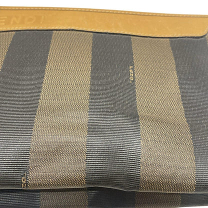 FENDI Second Bag Pecan PVC Leather Dark Brown Black Light Brown Authentic