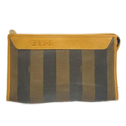 FENDI Second Bag Pecan PVC Leather Dark Brown Black Light Brown Authentic