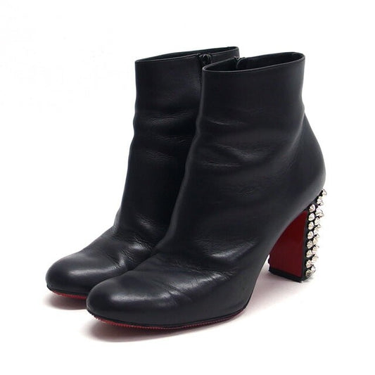Christian Louboutin Short Boots Shoes EU 36.5 US 6.5 Leather Black Authentic