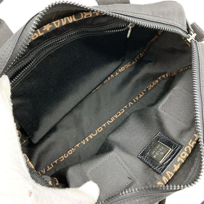 FENDI Mini Boston Bag Hand Shoulder Bag Tote Purse 2way Logo Nylon Black Auth