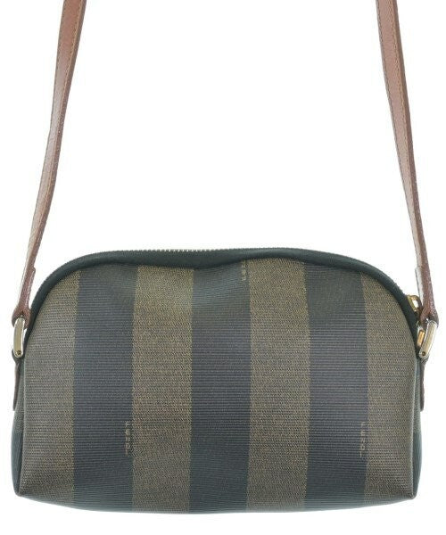 FENDI Shoulder Bag Purse FF Pecan Navy Gray Authentic