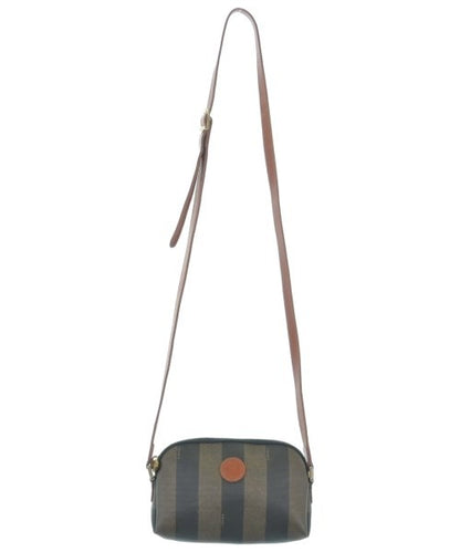 FENDI Shoulder Bag Purse FF Pecan Navy Gray Authentic