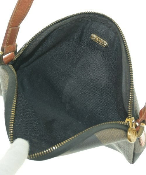 FENDI Shoulder Bag Purse FF Pecan Navy Gray Authentic