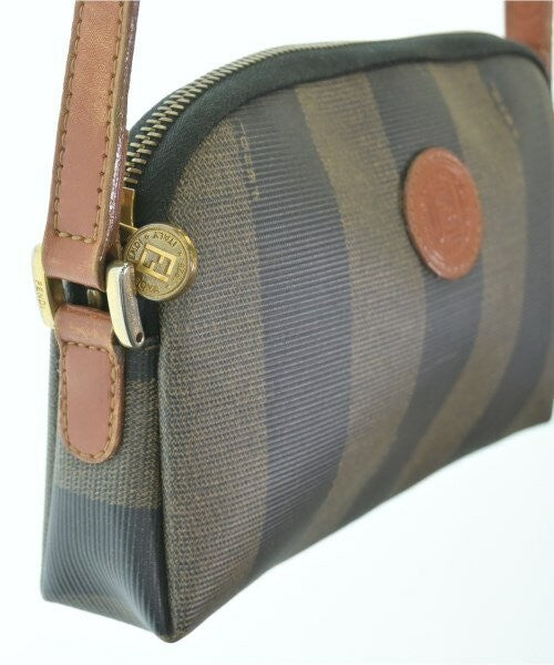 FENDI Shoulder Bag Purse FF Pecan Navy Gray Authentic
