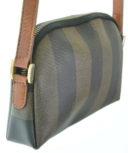 FENDI Shoulder Bag Purse FF Pecan Navy Gray Authentic