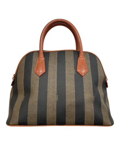 FENDI Hand Bag Tote Purse 2way FF Pecan PVC Leather Beige Authentic