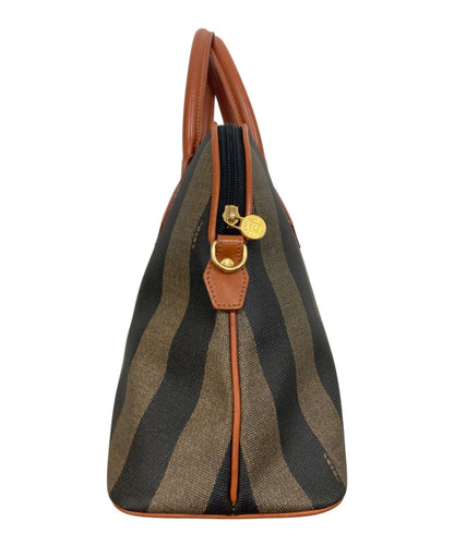 FENDI Hand Bag Tote Purse 2way FF Pecan PVC Leather Beige Authentic