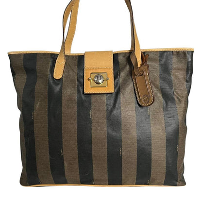 FENDI Hand Bag Tote Purse FF Pecan Authentic
