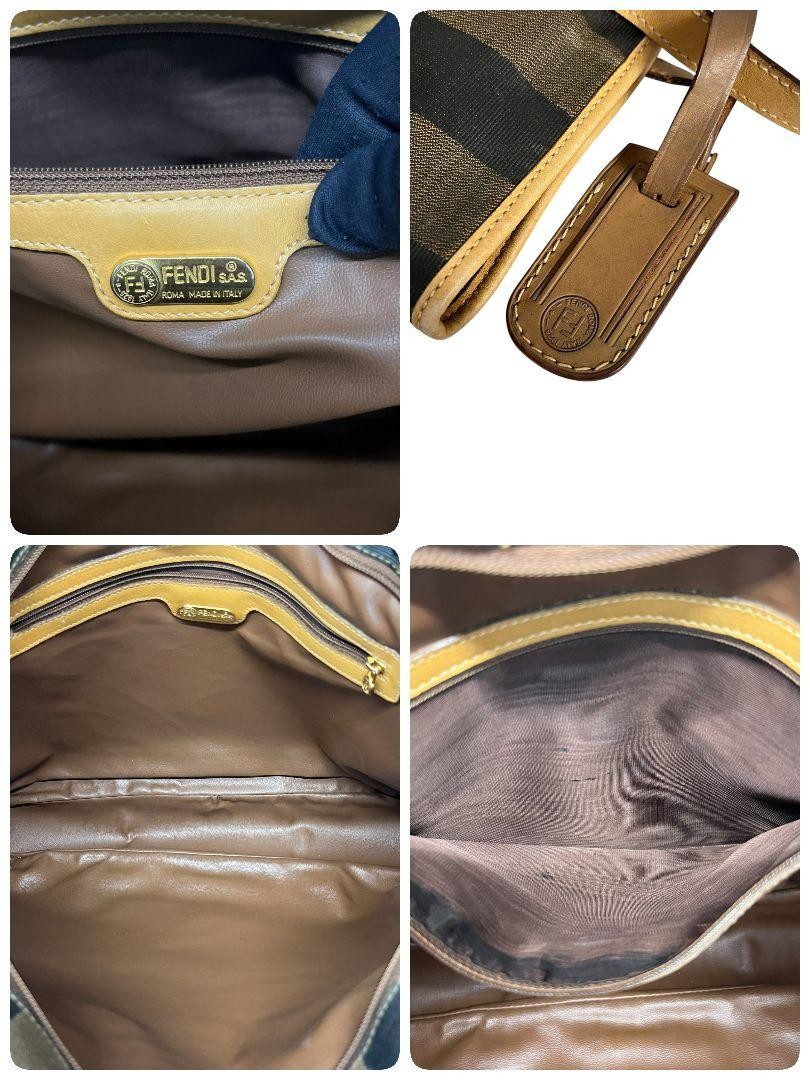 FENDI Hand Bag Tote Purse FF Pecan Authentic