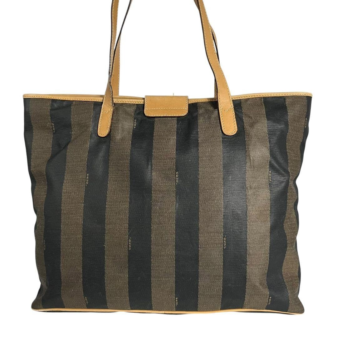 FENDI Hand Bag Tote Purse FF Pecan Authentic