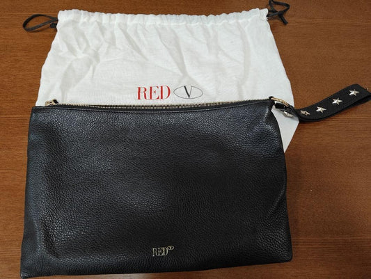 Red Valentino Clutch Bag Second Bag Leather Black Authentic