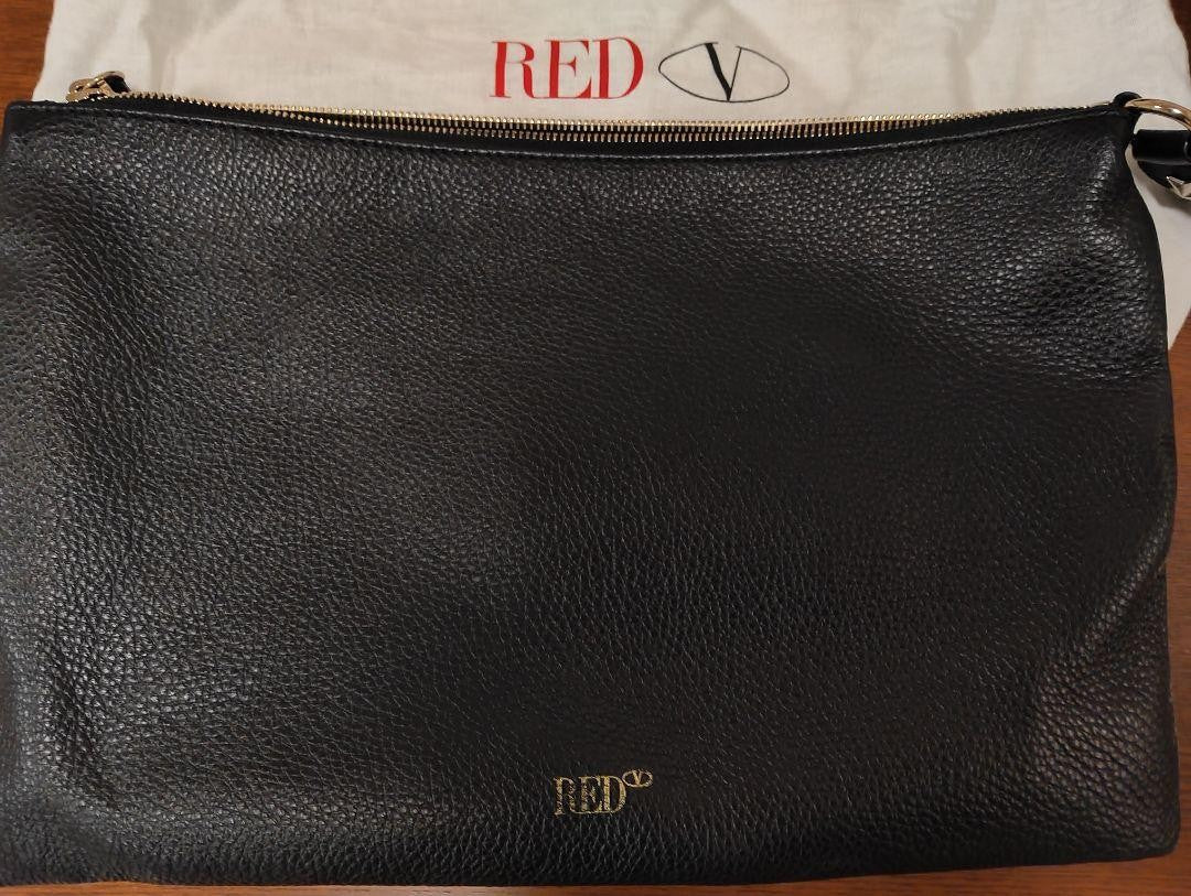Red Valentino Clutch Bag Second Bag Leather Black Authentic