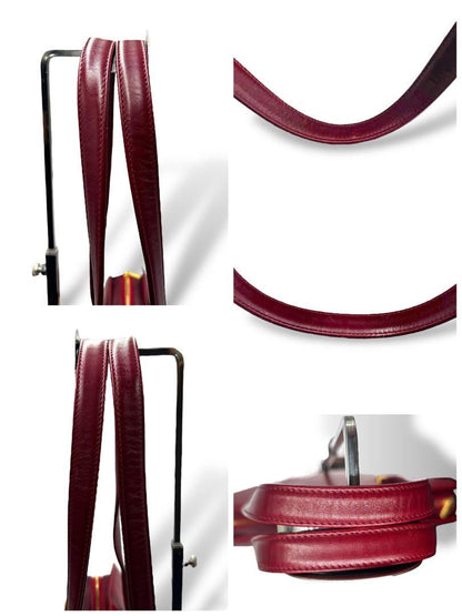 Valentino Garavani Hand Shoulder Bag Tote Purse Logo Leather Wine Red Authentic