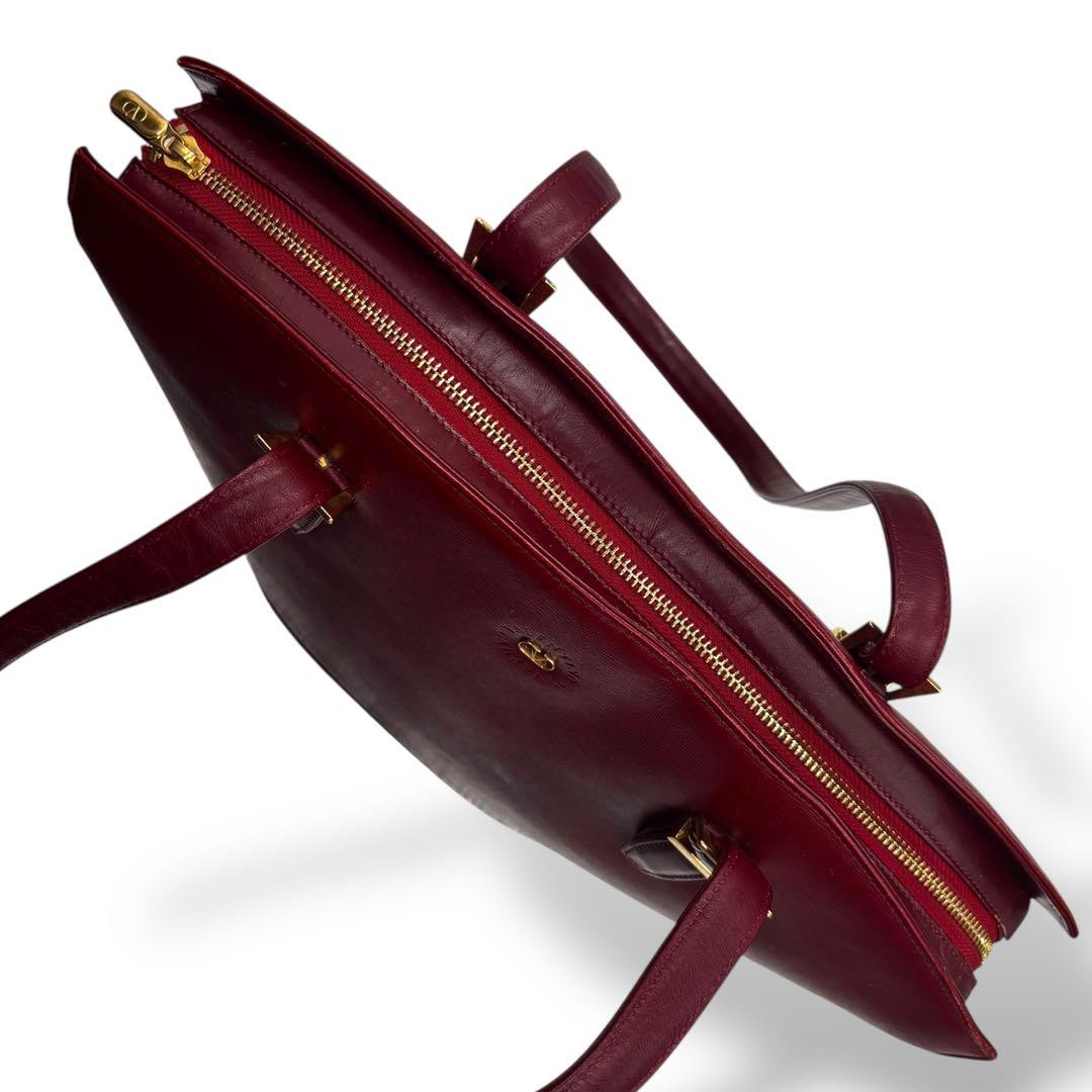 Valentino Garavani Hand Shoulder Bag Tote Purse Logo Leather Wine Red Authentic