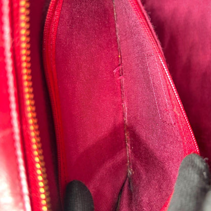 Valentino Garavani Hand Shoulder Bag Tote Purse Logo Leather Wine Red Authentic
