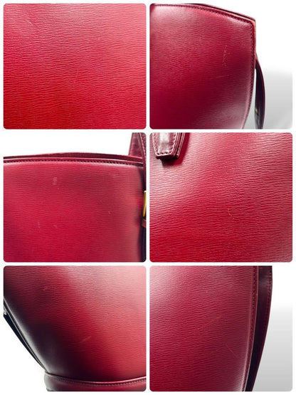 Valentino Garavani Hand Shoulder Bag Tote Purse Logo Leather Wine Red Authentic