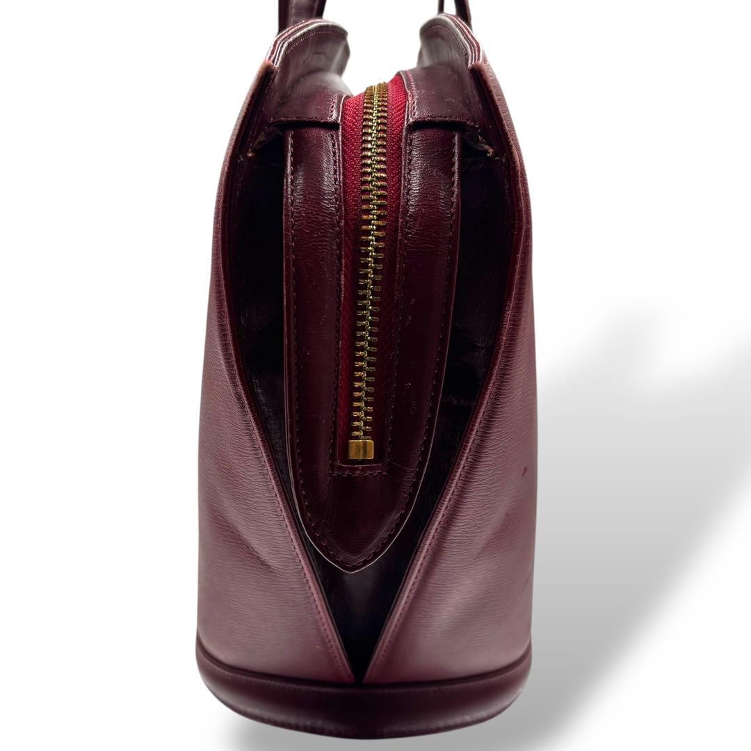 Valentino Garavani Hand Shoulder Bag Tote Purse Logo Leather Wine Red Authentic