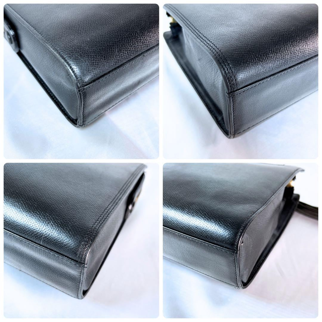Valentino Garavani Clutch Bag Second Bag Logo Leather Black Authentic