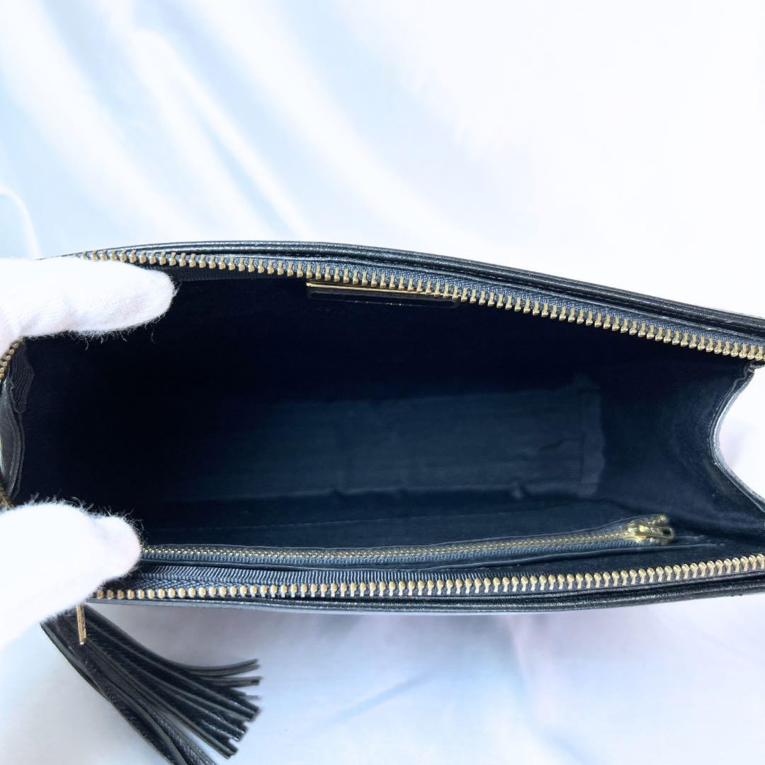 Valentino Garavani Clutch Bag Second Bag Logo Leather Black Authentic