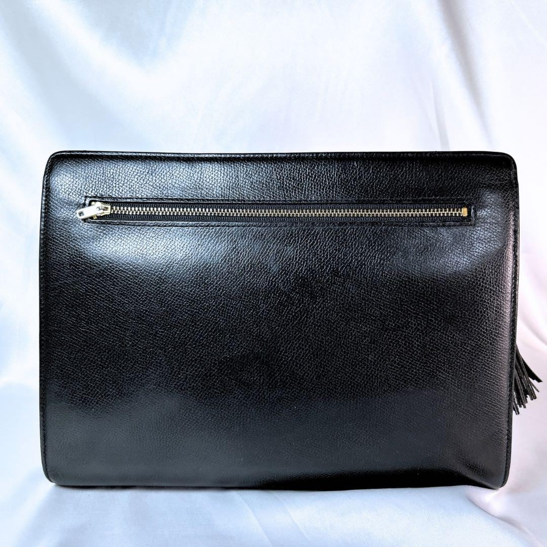 Valentino Garavani Clutch Bag Second Bag Logo Leather Black Authentic