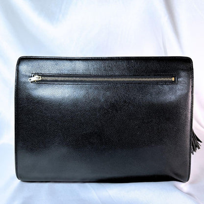 Valentino Garavani Clutch Bag Second Bag Logo Leather Black Authentic