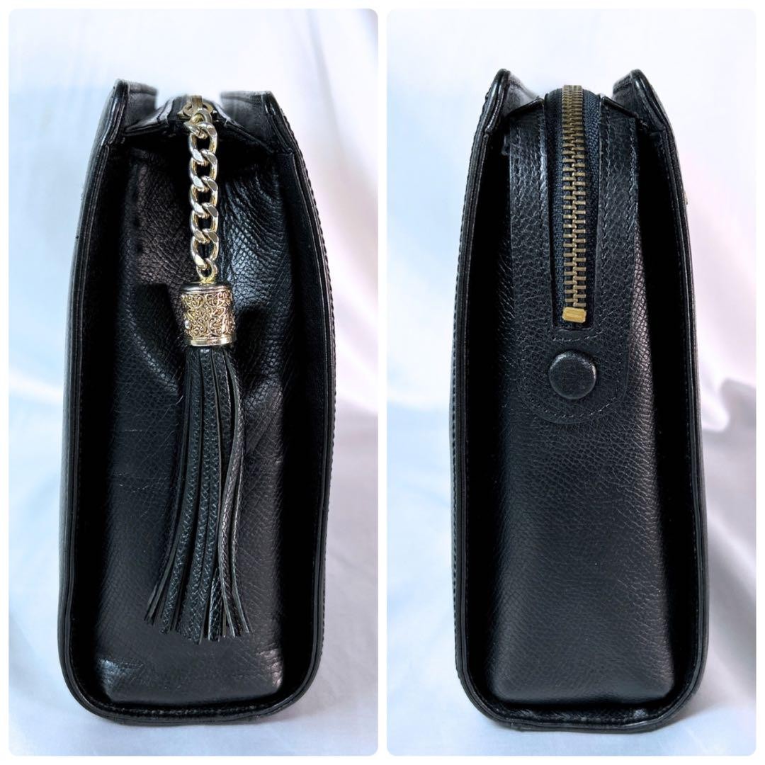 Valentino Garavani Clutch Bag Second Bag Logo Leather Black Authentic