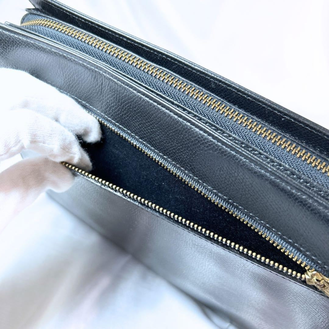 Valentino Garavani Clutch Bag Second Bag Logo Leather Black Authentic