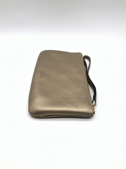 Valentino Garavani Accessory Pouch Hand Pouch Leather Gold Authentic