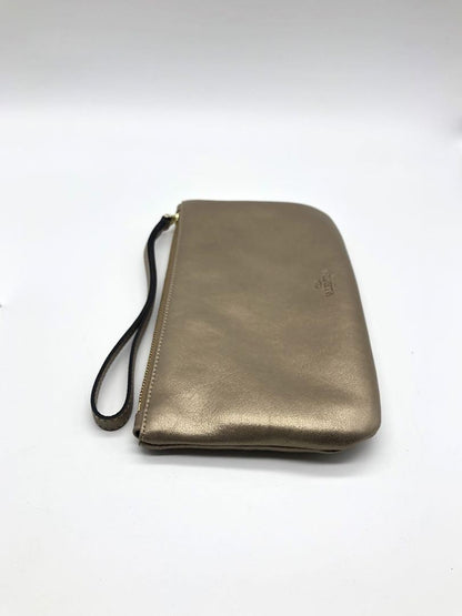 Valentino Garavani Accessory Pouch Hand Pouch Leather Gold Authentic