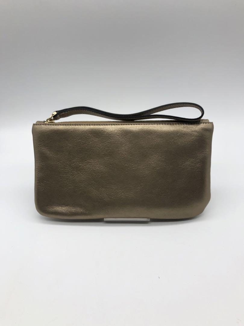 Valentino Garavani Accessory Pouch Hand Pouch Leather Gold Authentic
