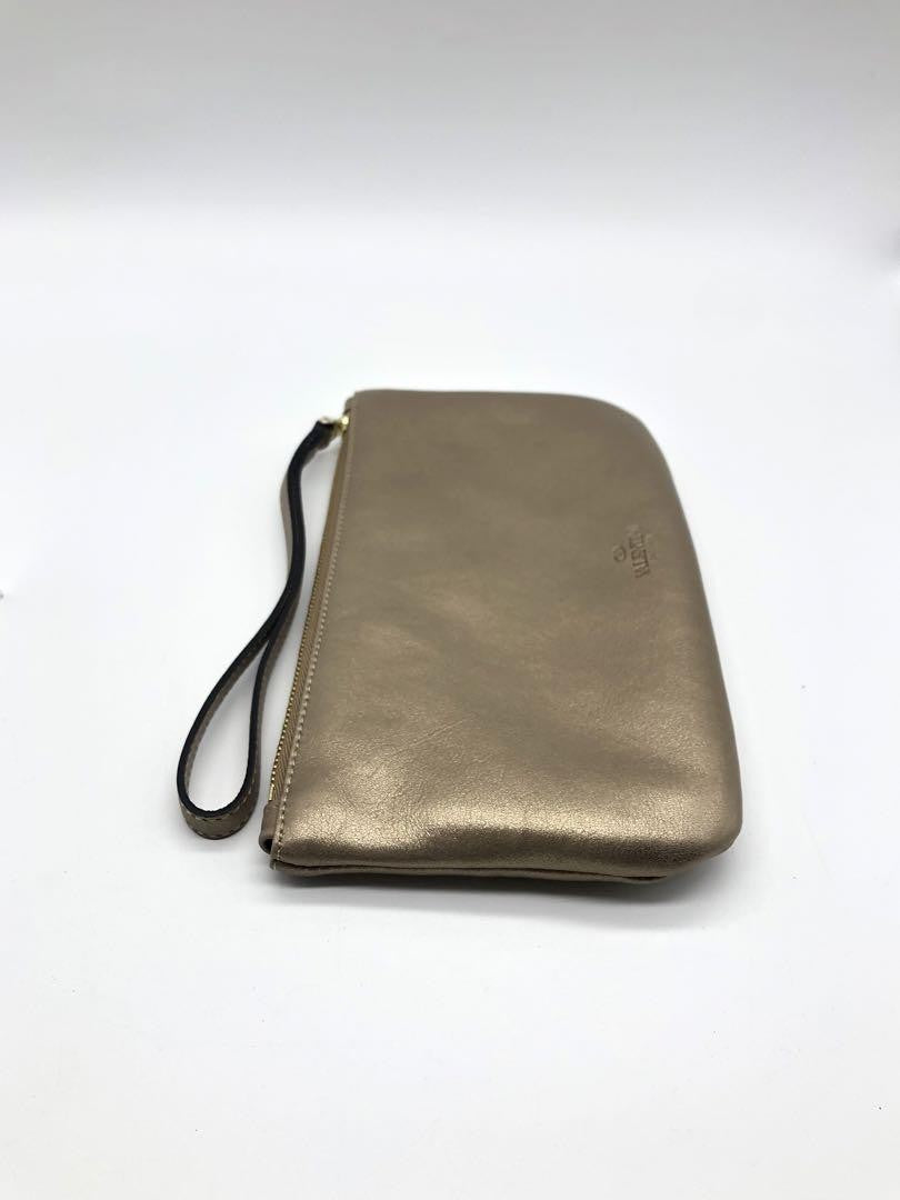 Valentino Garavani Accessory Pouch Hand Pouch Leather Gold Authentic