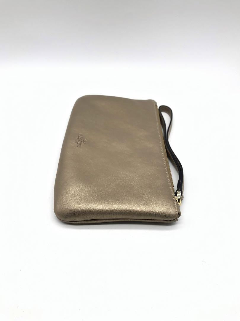 Valentino Garavani Accessory Pouch Hand Pouch Leather Gold Authentic