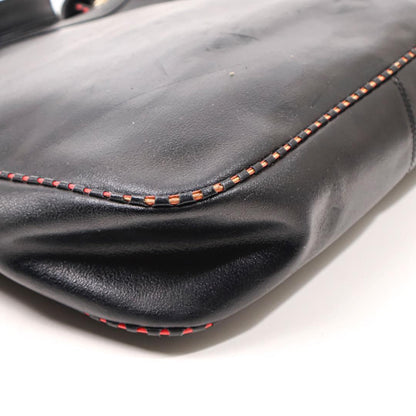 Valentino Shoulder Bag Purse Logo Leather Black Authentic