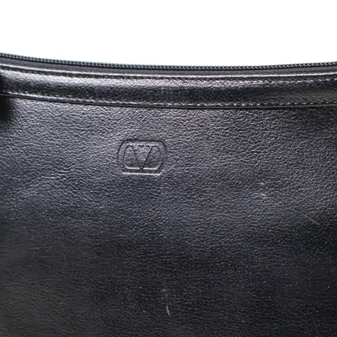 Valentino Shoulder Bag Purse Logo Leather Black Authentic