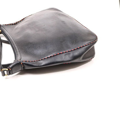 Valentino Shoulder Bag Purse Logo Leather Black Authentic