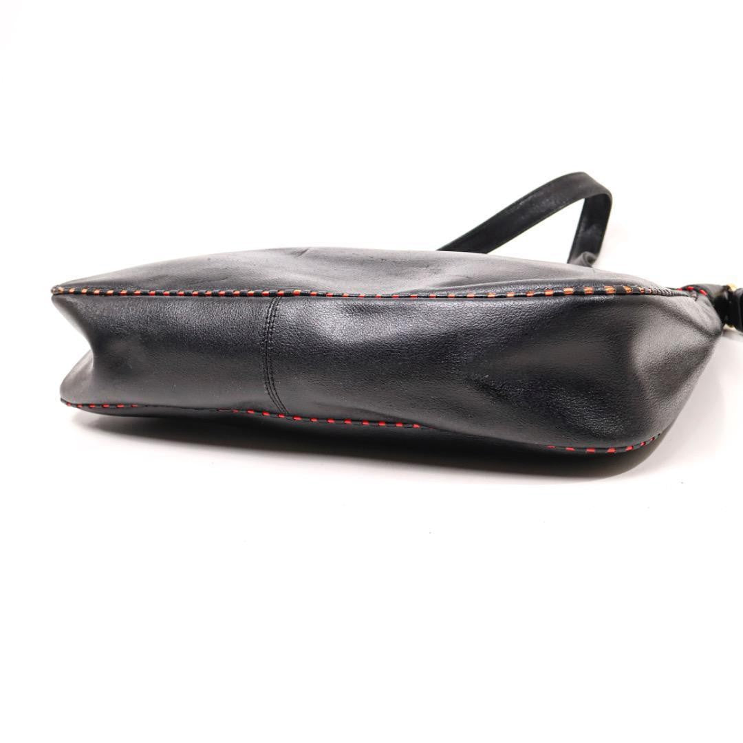 Valentino Shoulder Bag Purse Logo Leather Black Authentic