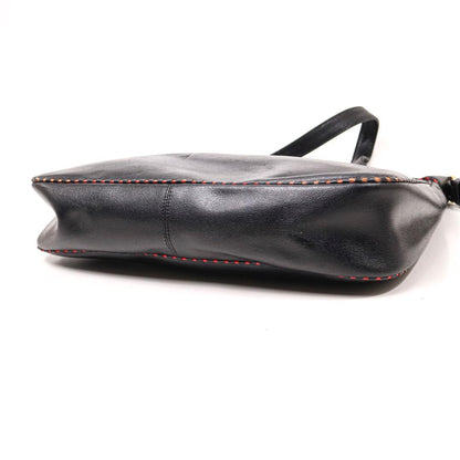 Valentino Shoulder Bag Purse Logo Leather Black Authentic