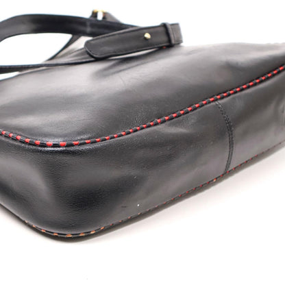 Valentino Shoulder Bag Purse Logo Leather Black Authentic