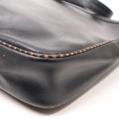 Valentino Shoulder Bag Purse Logo Leather Black Authentic