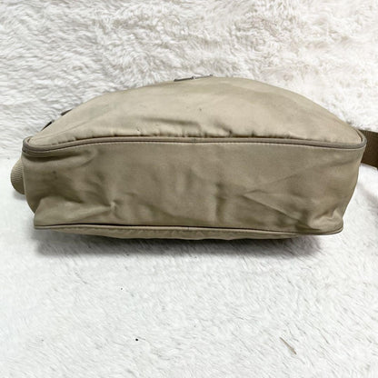 PRADA shoulder bag Purse Logo Beige Nylon Leather Women's Used Authentic