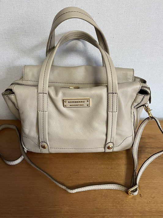 BURBERRY BLUE LABEL Hand Bag Tote Purse 2way Nova Check Leather Beige Authentic