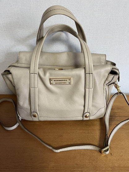 BURBERRY BLUE LABEL Hand Bag Tote Purse 2way Nova Check Leather Beige Authentic