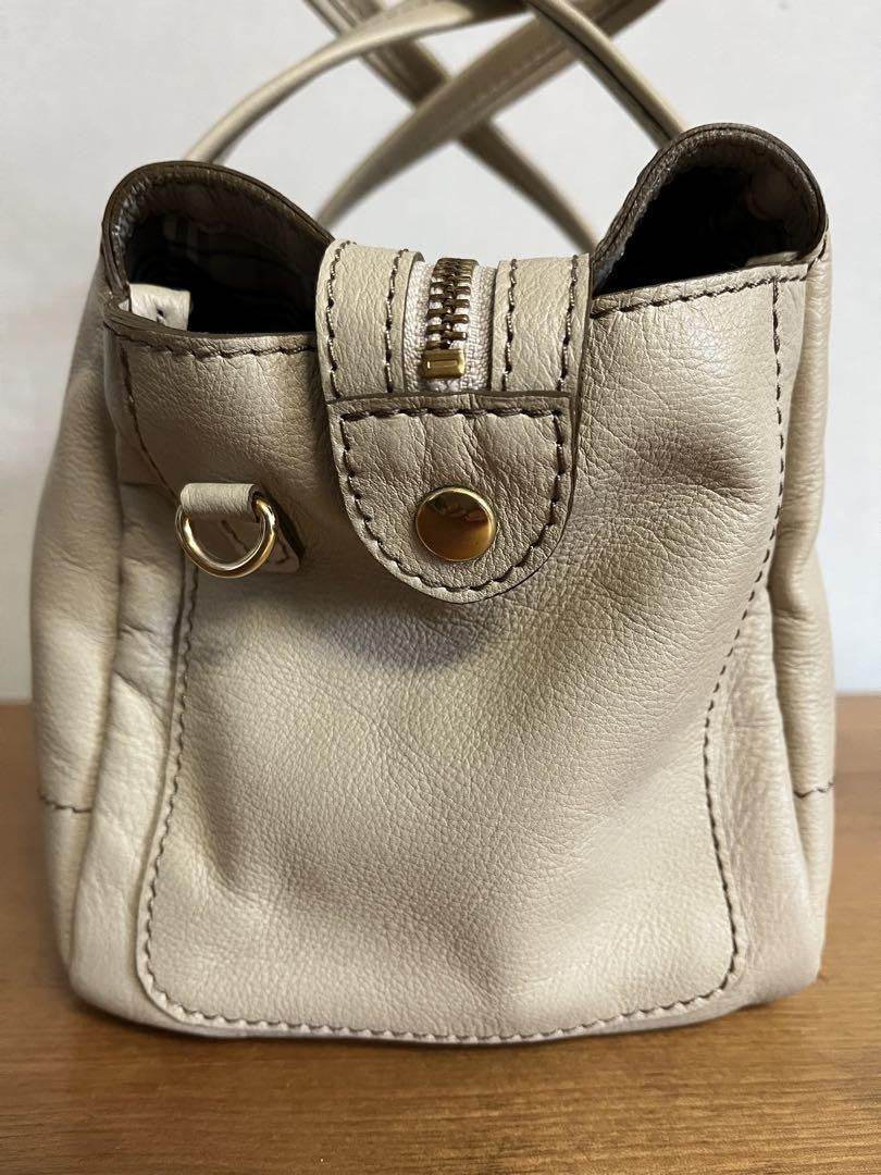 BURBERRY BLUE LABEL Hand Bag Tote Purse 2way Nova Check Leather Beige Authentic