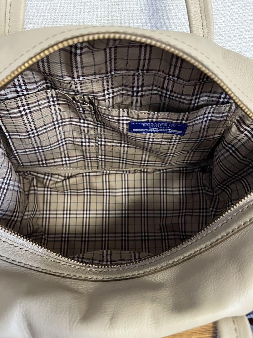 BURBERRY BLUE LABEL Hand Bag Tote Purse 2way Nova Check Leather Beige Authentic